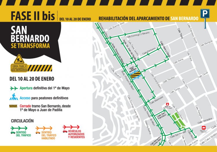 El acceso directo a San Bernardo por Primero de Mayo cierra para continuar con las obras